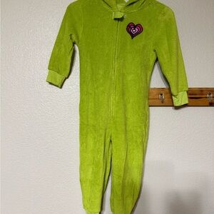 Mr Grinch Vibrant Green Kids costume with Heart Accent